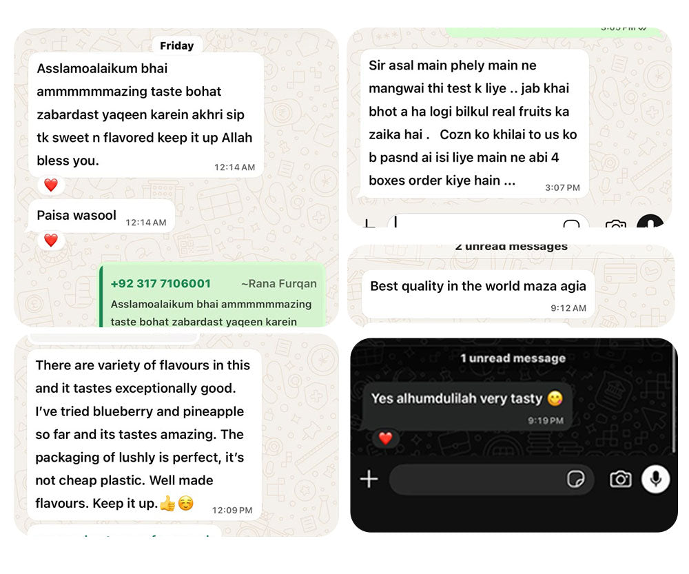 Messages from happy returning Lushly customers
